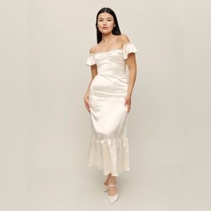NWT REFORMATION SIANNA SILK DRESS IN IVORY SIZE 2